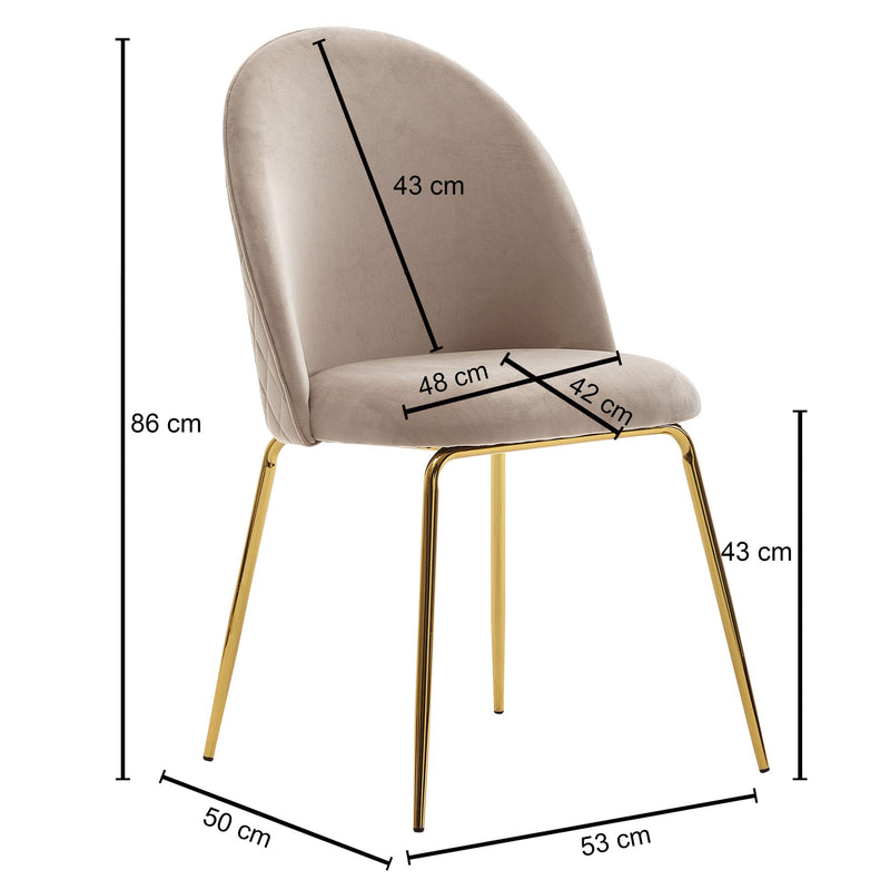 Esszimmerstuhl 2er Set Samt Beige Goldene Beine Skandinavisch