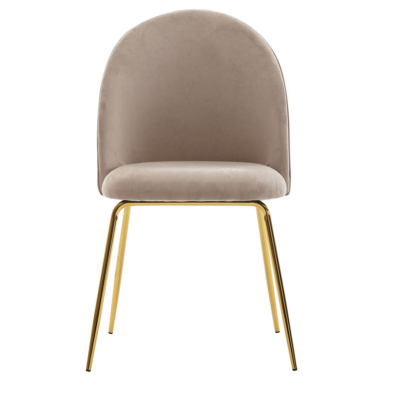 Esszimmerstuhl 2er Set Samt Beige Goldene Beine Skandinavisch