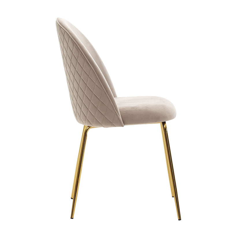 Esszimmerstuhl 2er Set Samt Beige Goldene Beine Skandinavisch