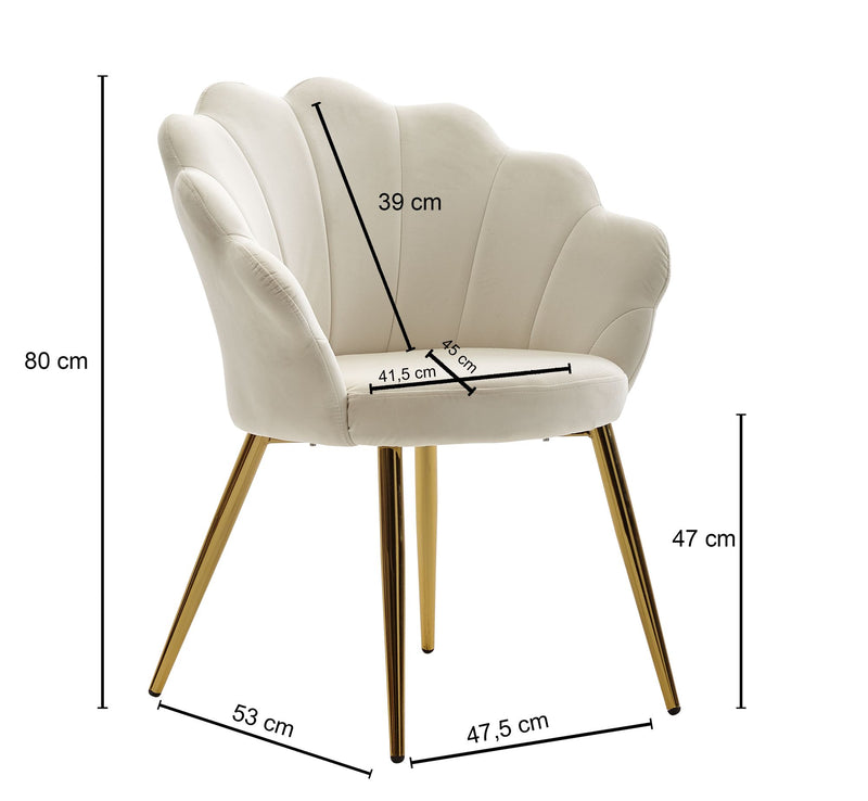 Esszimmerstuhl Tulpe Samt Weiß Goldene Beine Skandinavisches Design