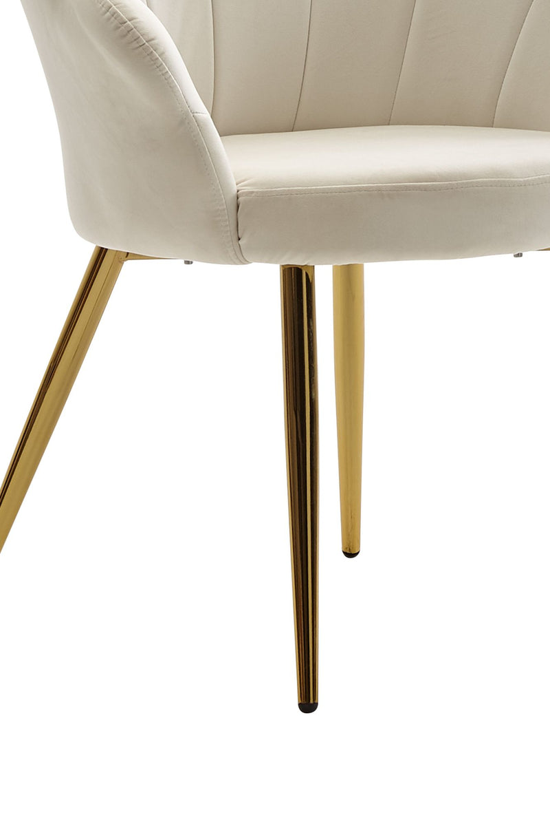 Esszimmerstuhl Tulpe Samt Weiß Goldene Beine Skandinavisches Design