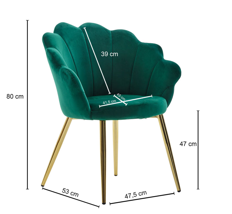 Esszimmerstuhl Tulpe Samt Grün Goldene Beine Skandinavisches Design