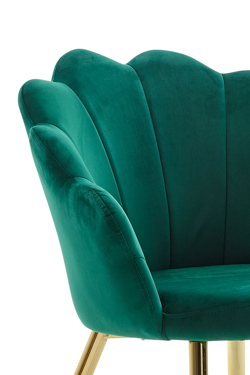 Esszimmerstuhl Tulpe Samt Grün Goldene Beine Skandinavisches Design