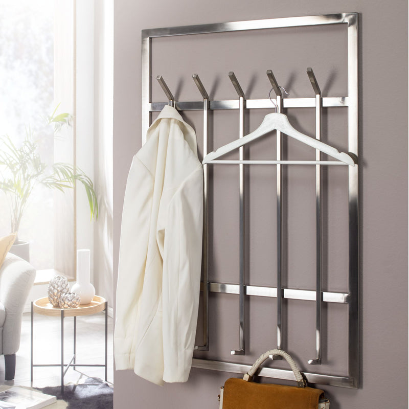 Wandgarderobe Stahl Silber 60x100cm Hakenleiste Flur Design