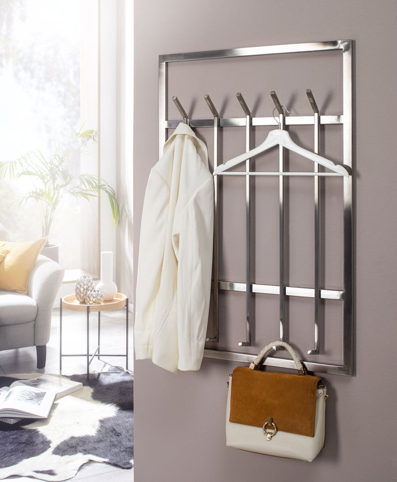 Wandgarderobe Stahl Silber 60x100cm Hakenleiste Flur Design