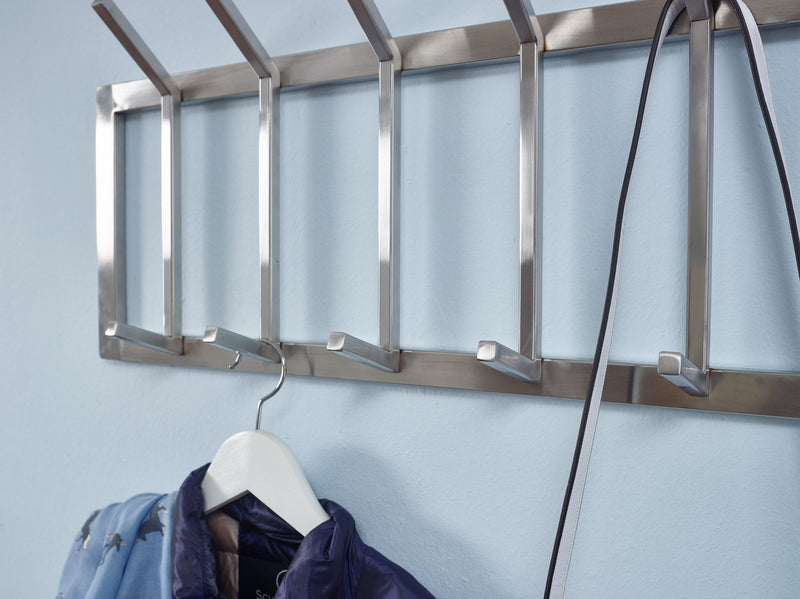 Wandgarderobe Stahl Silber 65x30x10cm Hakenleiste Flur Design