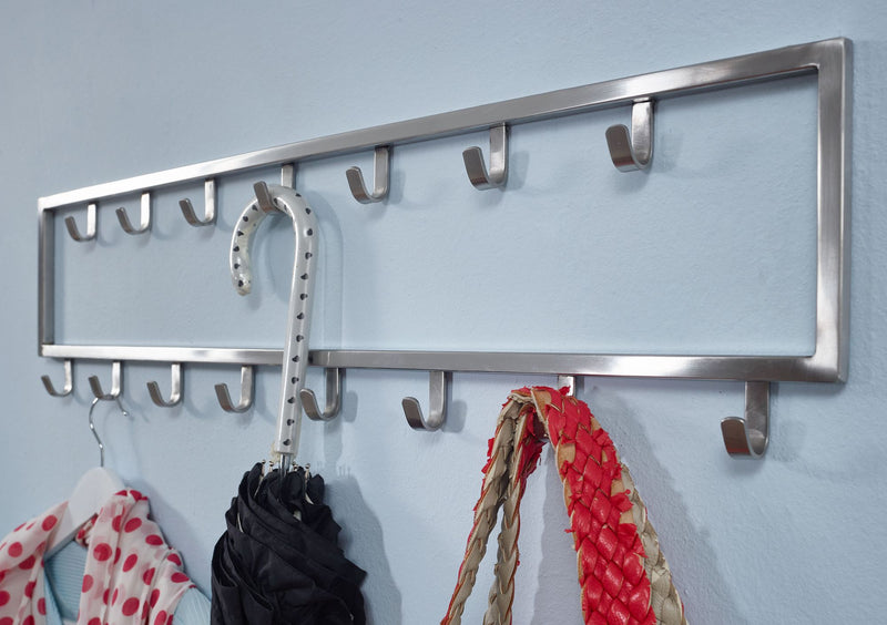 Wandgarderobe Stahl Silber 80x20x4cm Hakenleiste Design Flur