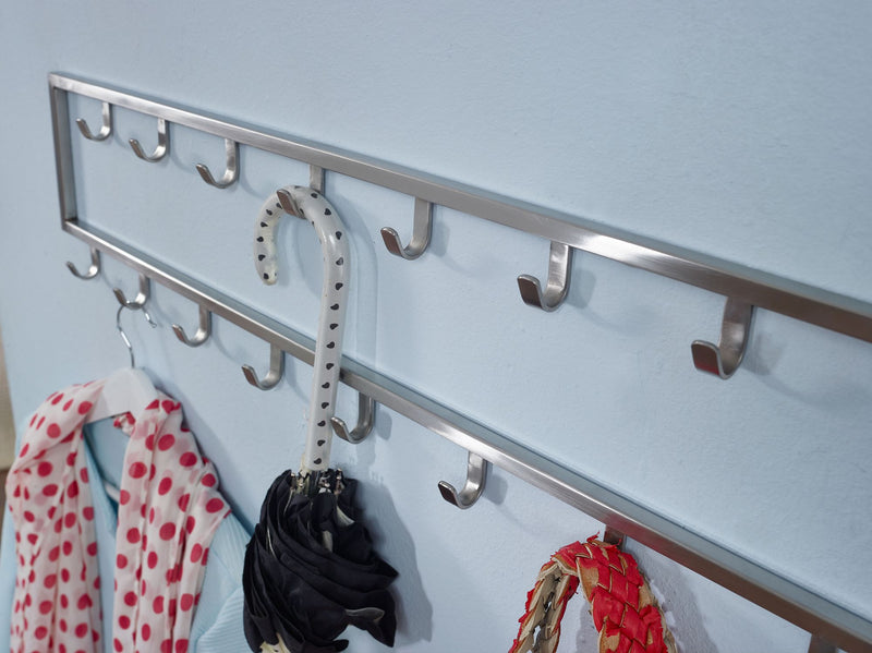 Wandgarderobe Stahl Silber 80x20x4cm Hakenleiste Design Flur