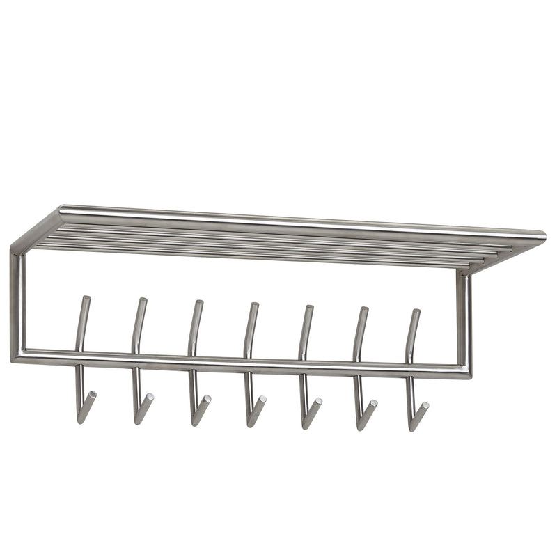 Wandgarderobe Metall Silber 74,5x29x30cm mit Ablage Hakenleiste Flur