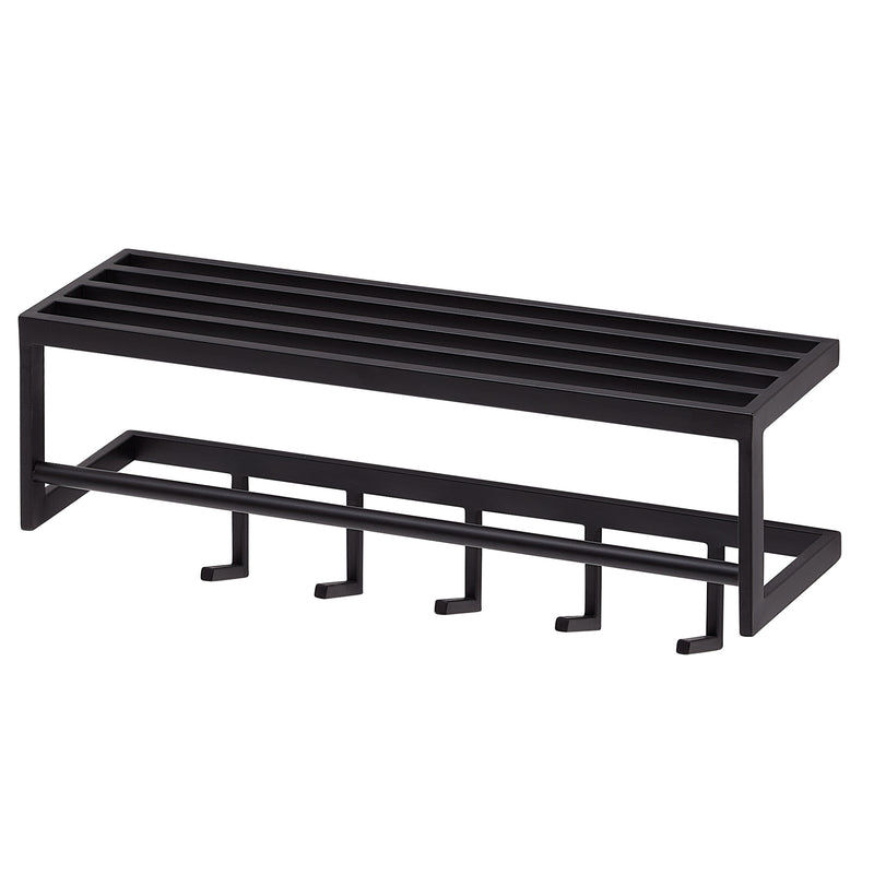Wandgarderobe Metall Schwarz 70x20x20cm mit Ablage Hakenleiste Flur