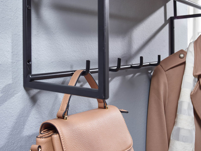 Wandgarderobe Mango Massivholz Metall Hakenleiste Ablage Kleiderstange