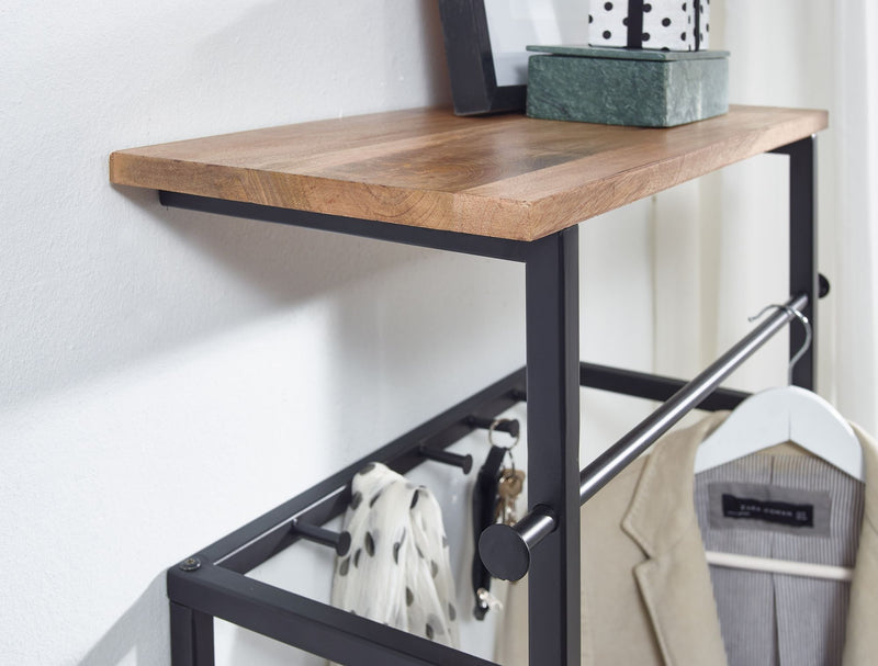 Wandgarderobe Mango Massivholz Metall Hakenleiste Ablage Kleiderstange