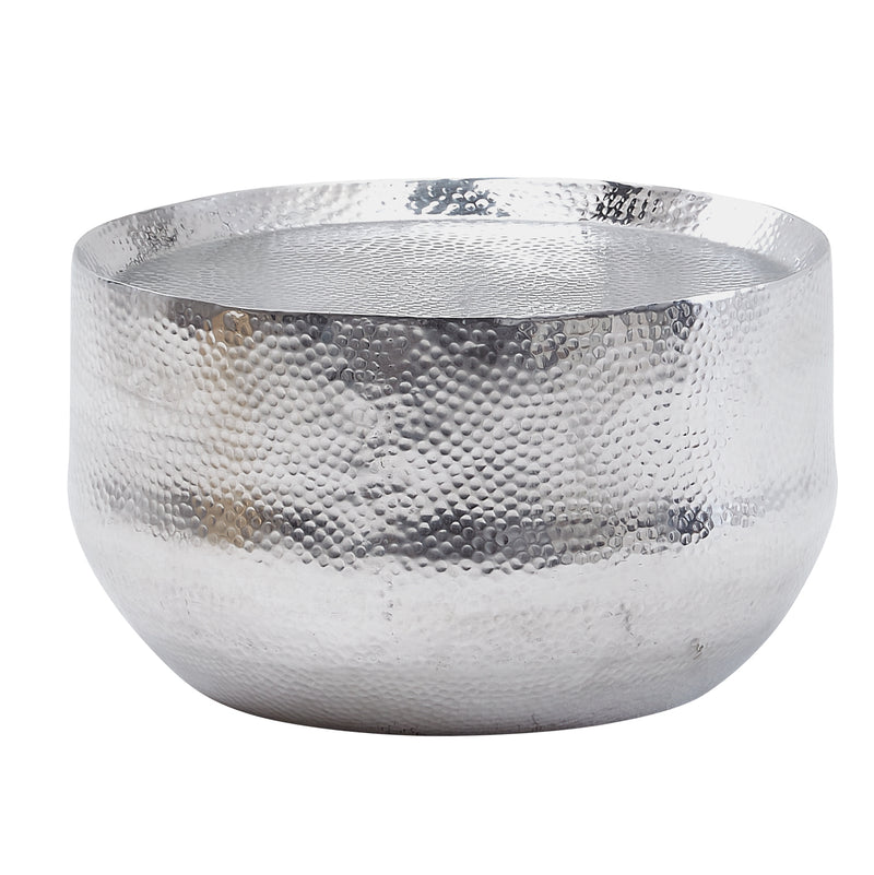 Couchtisch Hammerschlag Aluminium Rund 60x60x35cm Silber Orientalisch