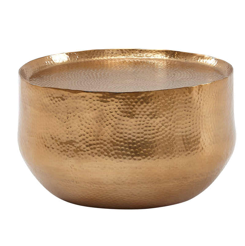 Couchtisch Aluminium Gold 60x60x35cm Rund Orientalisch Design