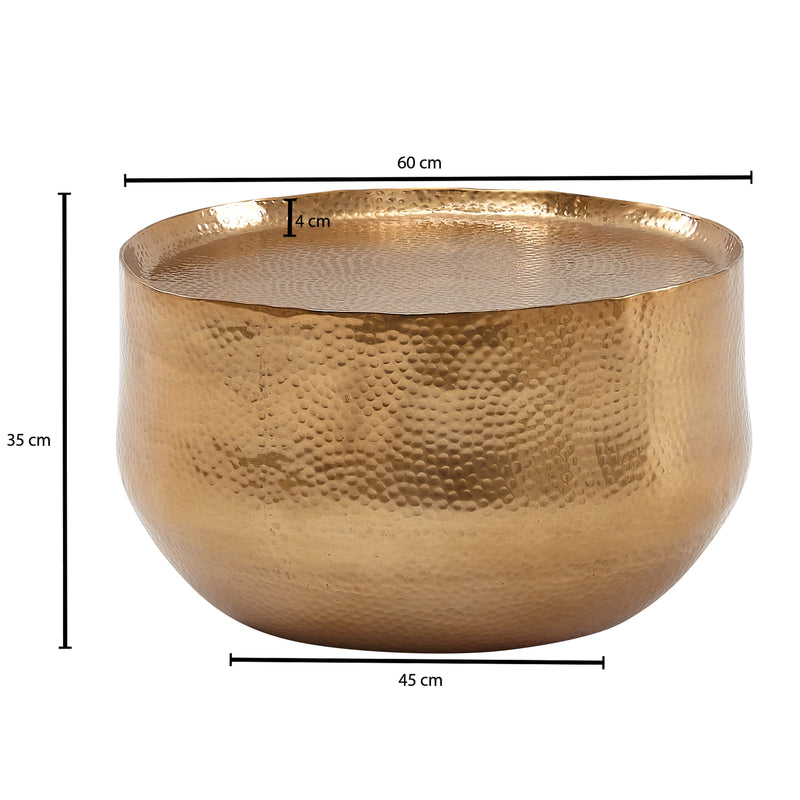 Couchtisch Aluminium Gold 60x60x35cm Rund Orientalisch Design