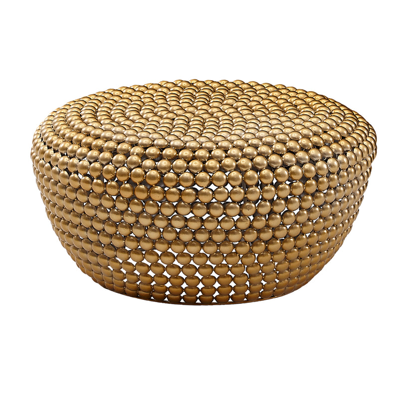 Couchtisch Aluminium Gold 60x60x30cm Rund Orientalisch Design
