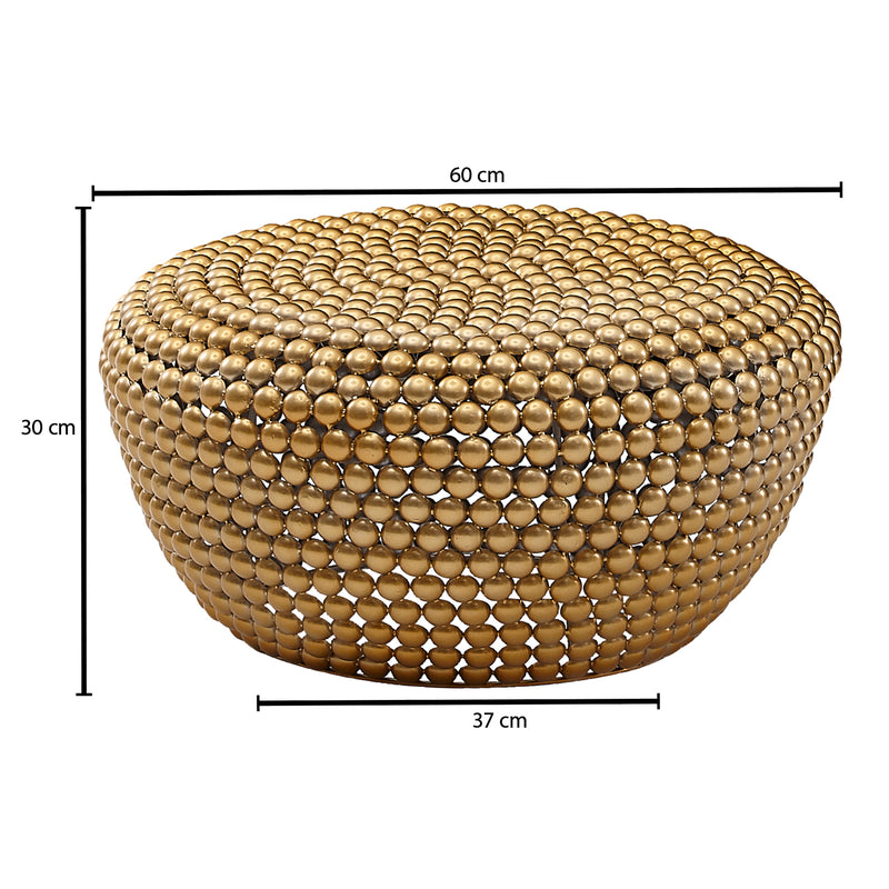 Couchtisch Aluminium Gold 60x60x30cm Rund Orientalisch Design