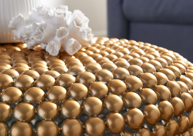 Couchtisch Aluminium Gold 60x60x30cm Rund Orientalisch Design