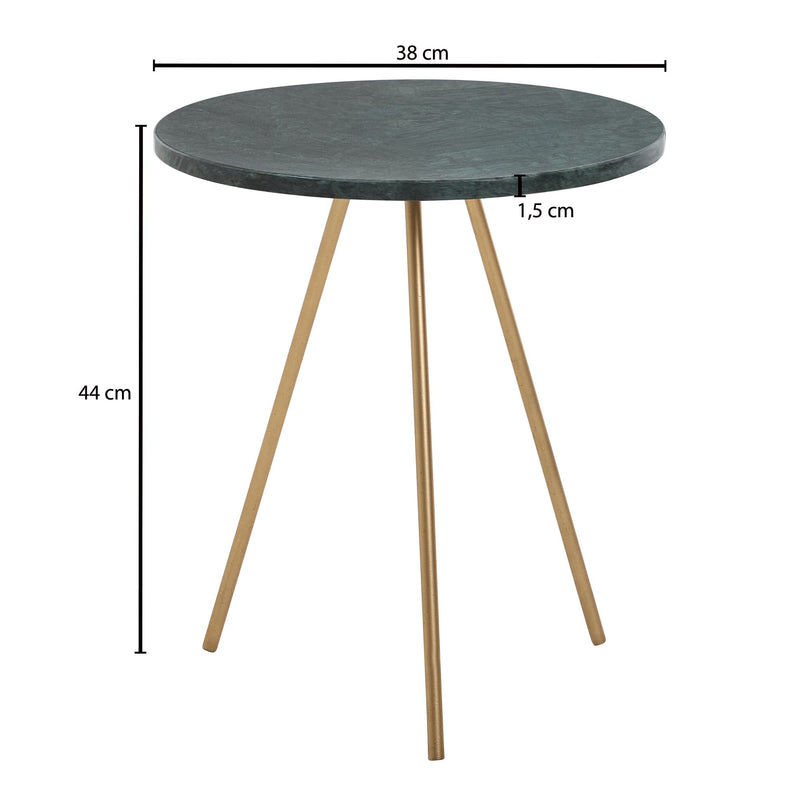 Beistelltisch Marmor Grün 38x38x44cm Metall Gold Modern Rund