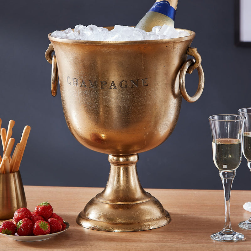 Champagnerkühler Gold Aluminium 28,5x37,5x28,5 cm Groß Tisch