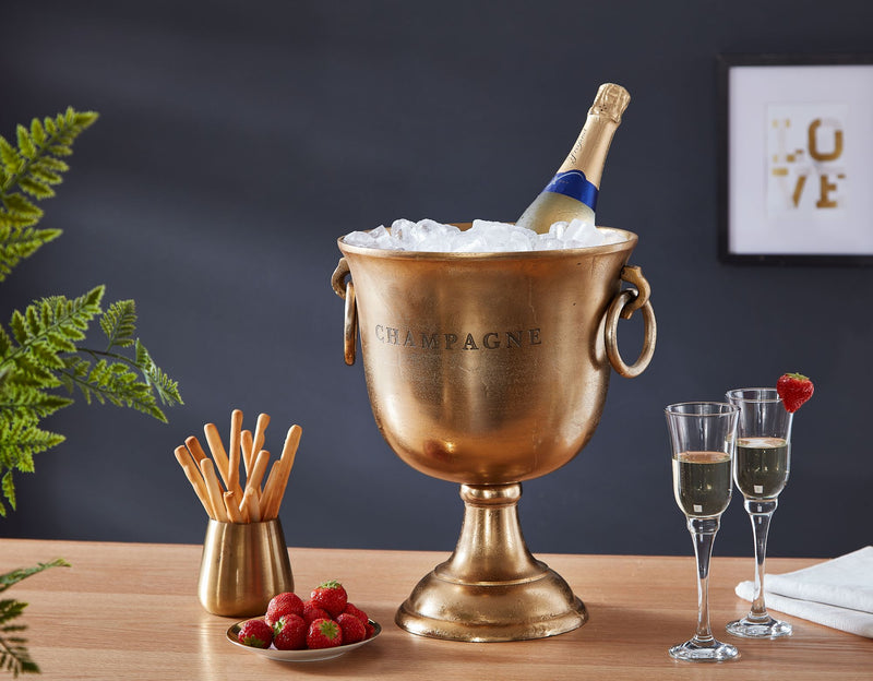 Champagnerkühler Gold Aluminium 28,5x37,5x28,5 cm Groß Tisch
