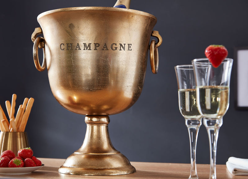 Champagnerkühler Gold Aluminium 28,5x37,5x28,5 cm Groß Tisch