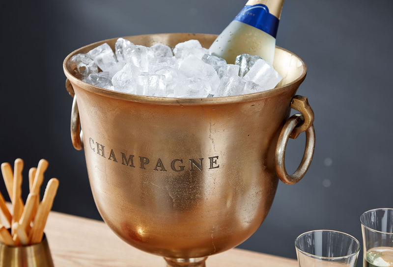 Champagnerkühler Gold Aluminium 28,5x37,5x28,5 cm Groß Tisch