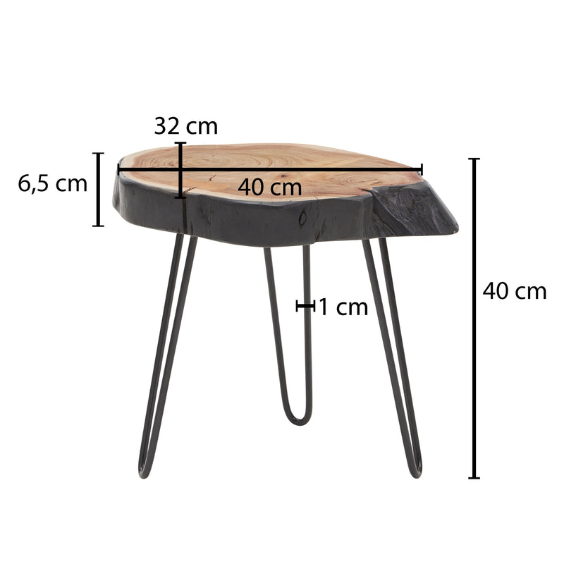Beistelltisch Akazie Massivholz Metall Industrial 40x40x32cm Baumkante