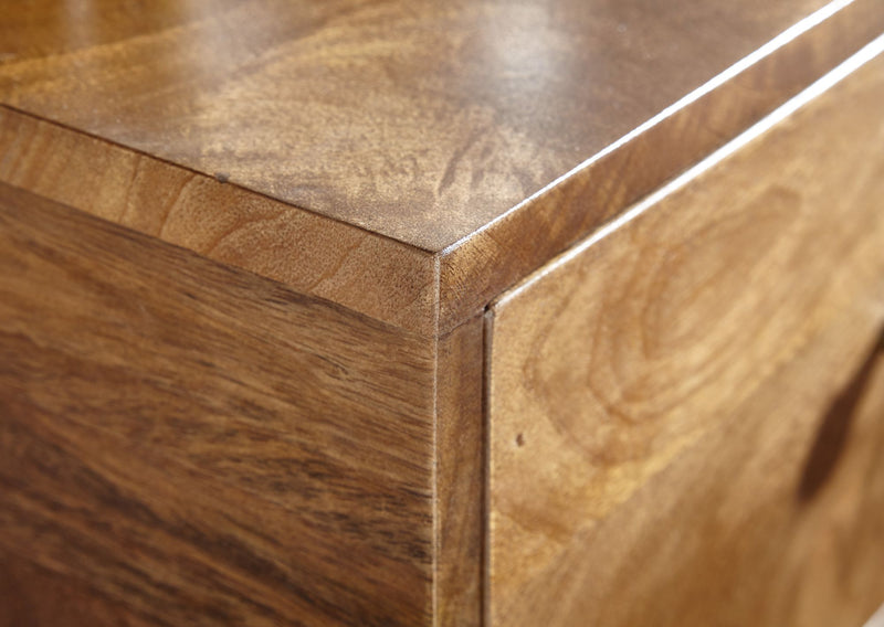 Nachttisch Mango Massivholz Metall 40x75,5x35cm mit Schublade