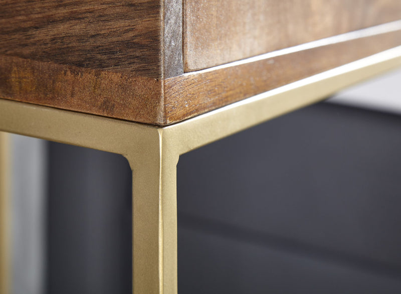 Nachttisch Mango Massivholz Metall 40x75,5x35cm mit Schublade