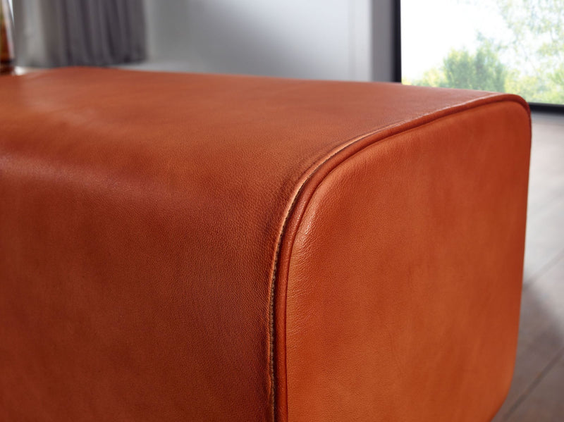 Turnbock Sitzbank Echtleder Braun mit Schubladen 120x56x30 cm