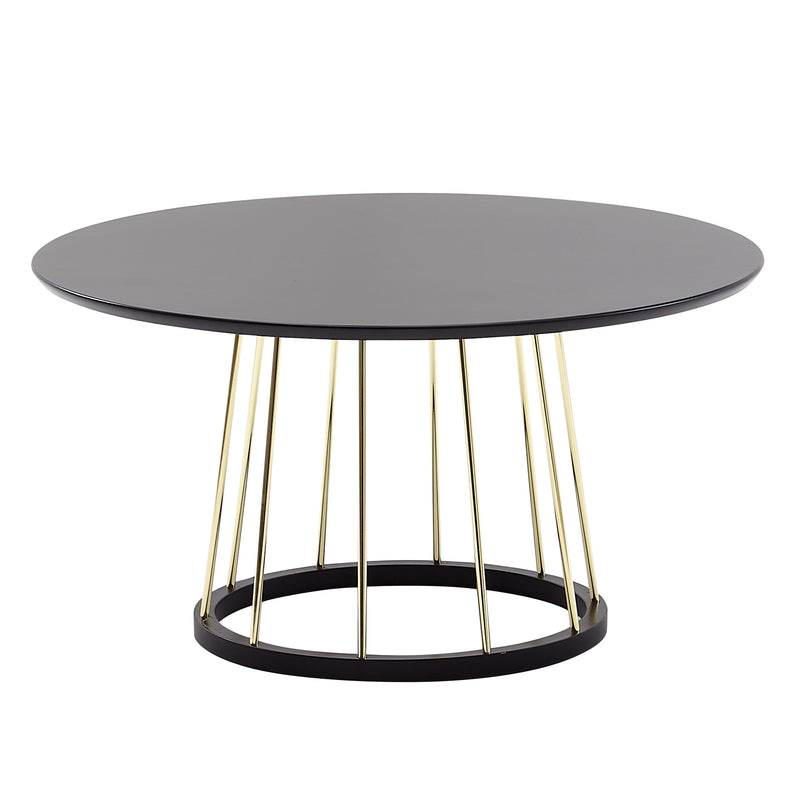 Couchtisch Rund 80x80x42cm Schwarz Gold Metall Modern Wohnzimmer