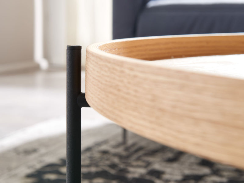 Couchtisch 78x78x40cm Eiche Holz Metall Modern Rund Wohnzimmer