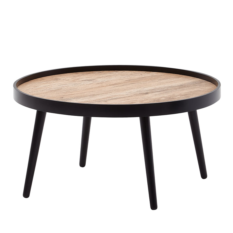 Couchtisch Rund 76x76x40cm Schwarz Braun Modern Wohnzimmer Tisch