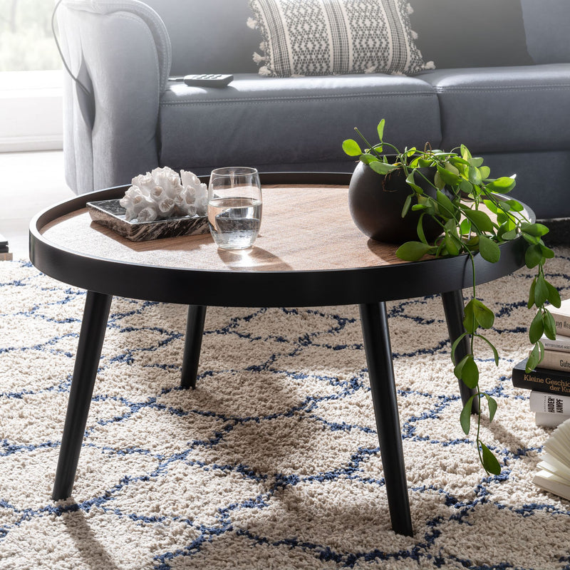 Couchtisch Rund 76x76x40cm Schwarz Braun Modern Wohnzimmer Tisch