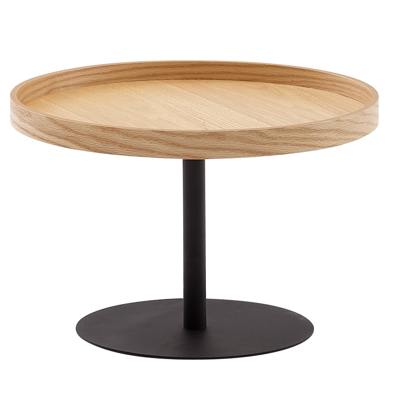 Couchtisch 61x61x40cm Eiche Holz Metall Modern Rund Wohnzimmer