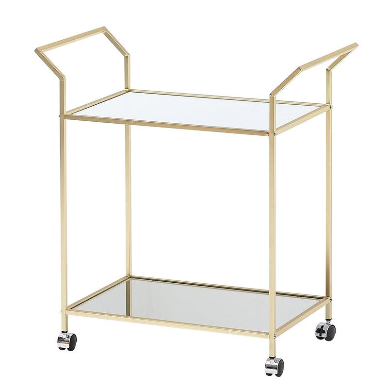 Servierwagen Gold Glas Metall 73x78x37cm Beistelltisch auf Rollen