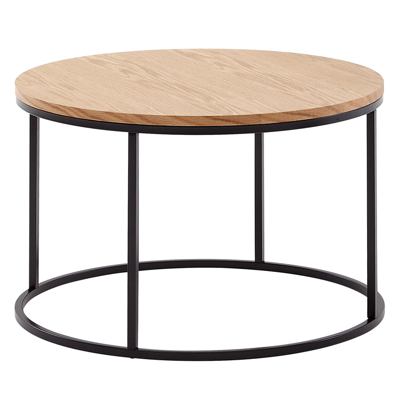 Couchtisch 70x70x45cm Eiche Holz Metall Modern Rund Wohnzimmer