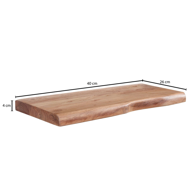 Wandregal Baumkante Akazie Massivholz 40cm Landhausstil Natur