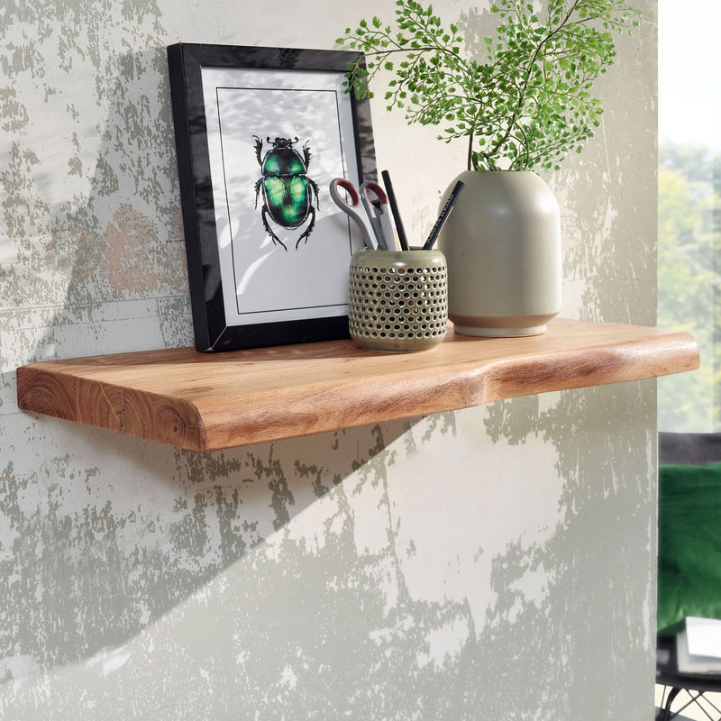 Wandregal Baumkante Akazie Massivholz 60cm Landhausstil Natur