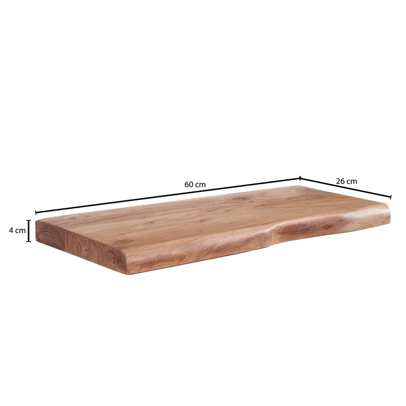 Wandregal Baumkante Akazie Massivholz 60cm Landhausstil Natur