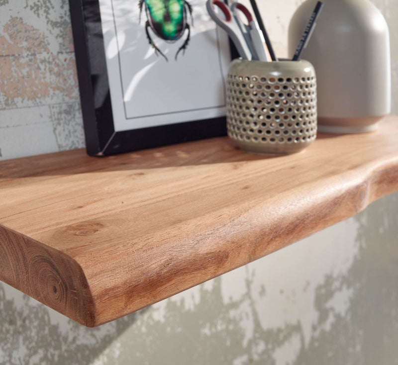 Wandregal Baumkante Akazie Massivholz 60cm Landhausstil Natur