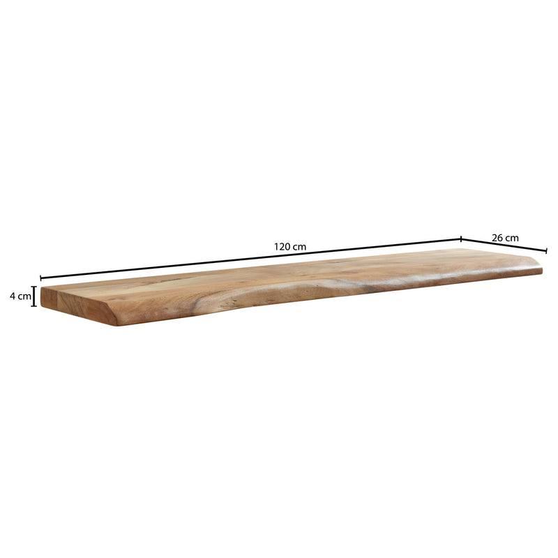 Wandregal Baumkante Akazie Massivholz 120cm Landhausstil Natur