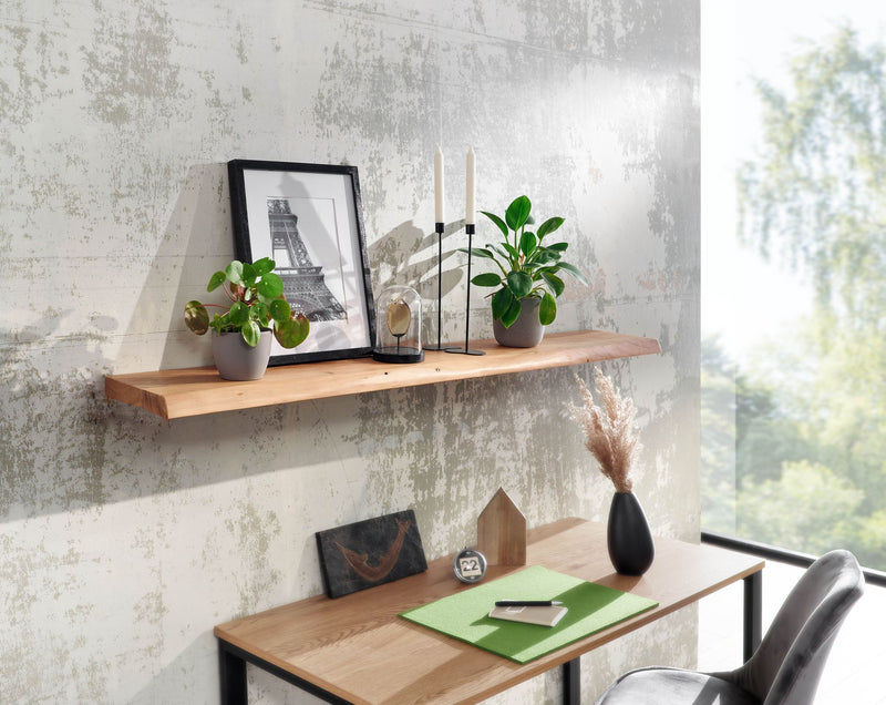 Wandregal Baumkante Akazie Massivholz 140cm Landhausstil Natur