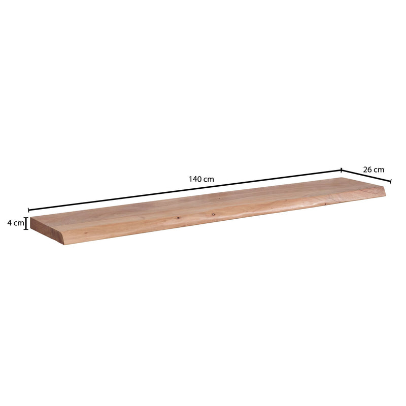Wandregal Baumkante Akazie Massivholz 140cm Landhausstil Natur