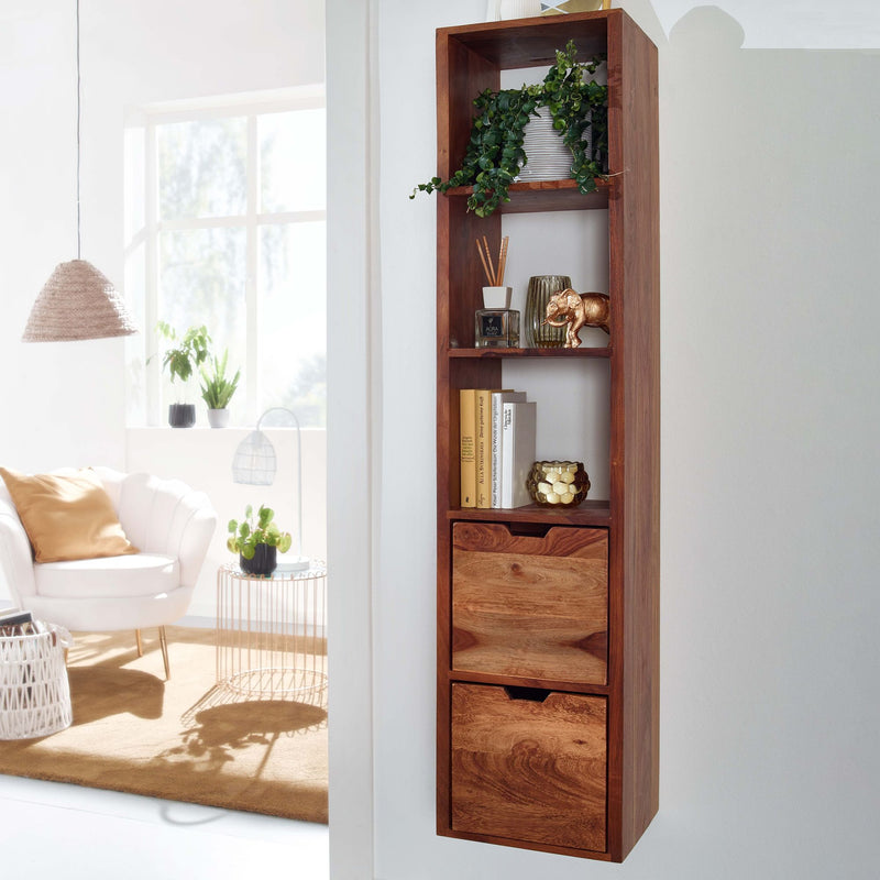 Wandregal mit Schubladen 35x150x30cm Sheesham Massivholz Modern