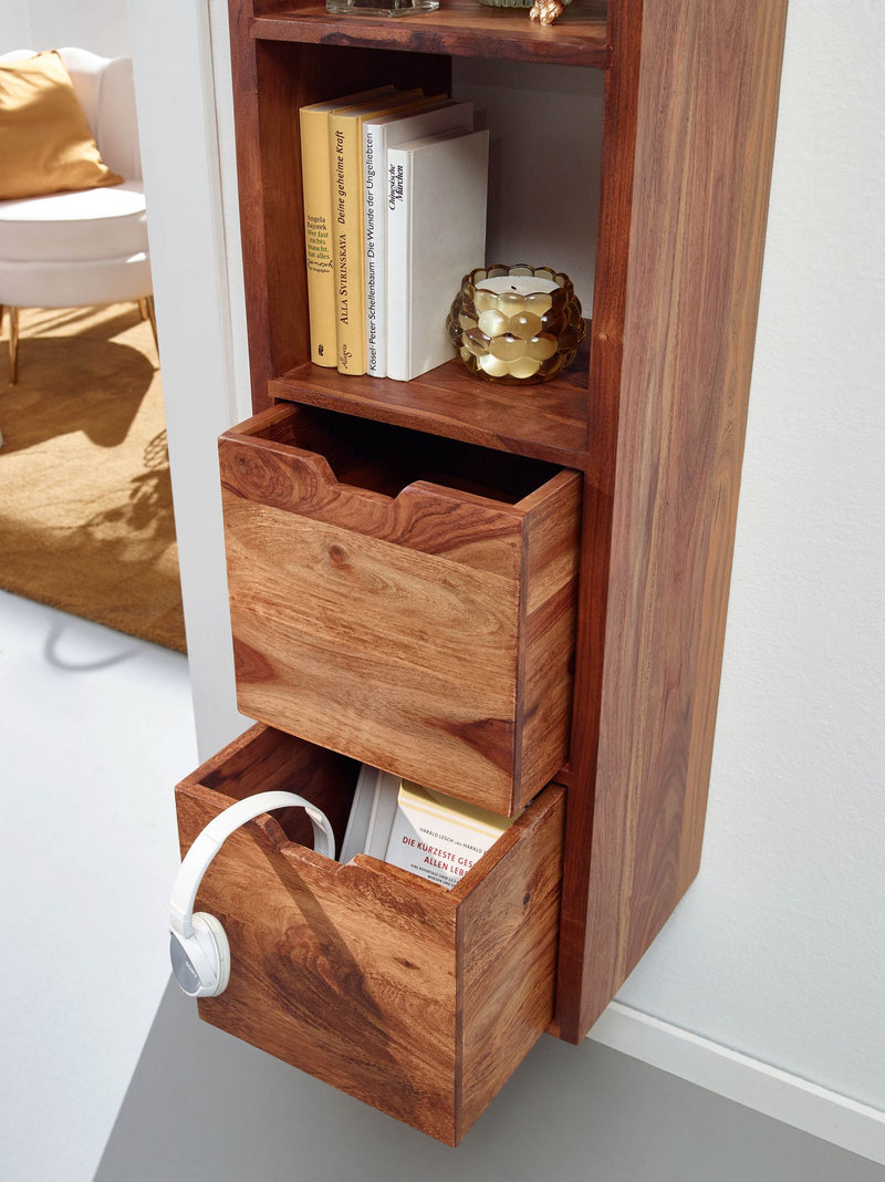 Wandregal mit Schubladen 35x150x30cm Sheesham Massivholz Modern