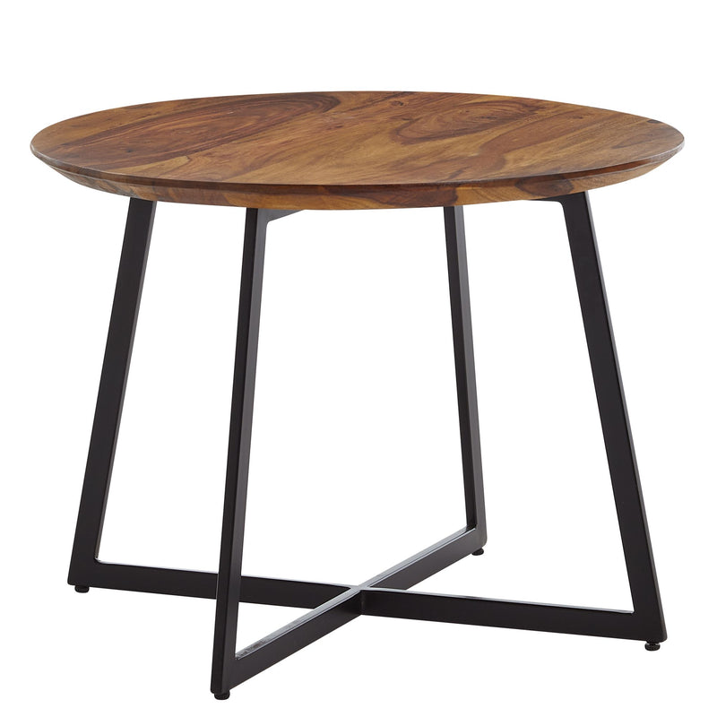 Couchtisch Rund 60x60x45cm Sheesham Massivholz Metall Modern