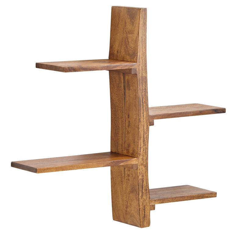 Wandregal Baum-Form Sheesham Massivholz 58x60x15cm Modern