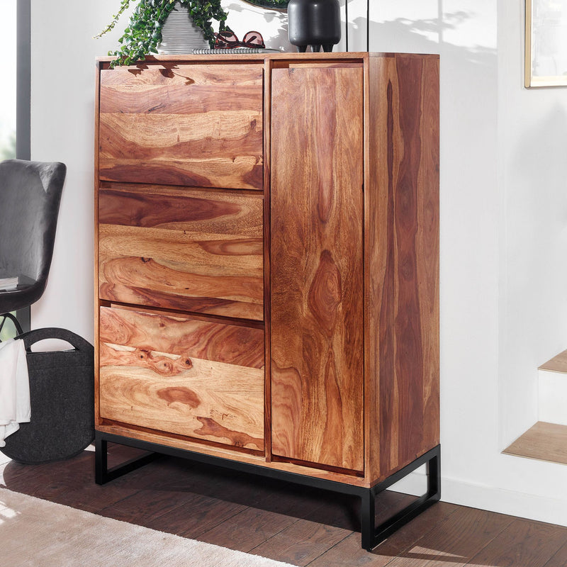 Schuhschrank Sheesham Massivholz 88x120x40cm Flurkommode geschlossen
